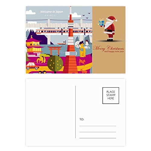 Cartes postales japonaises du Père Noël : lot de 20 vues locales touristiques