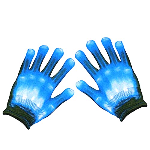 LED Blitzhandschuhe, LED Handschuhe für Fingerbeleuchtung leuchten LED Skelett Handhandschuhe Spielzeug Rave Handschuhe für Kinder & Erwachsene Party Halloween Weihnachten (Blau) Cover