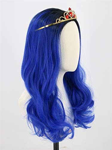 LeMarnia Girls Blue Long Wavy Curly Wig Halloween party wig(023), Blue Wave Wig - Image 2