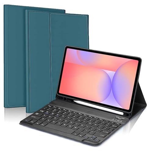 Image of ProElite Keyboard case for Samsung Galaxy Tab S9 FE 10.9 /Tab S10 Lite 10.9 inch /S10 FE 10.9 inch /S9 11 inch with S Pen Holder, Magnetic Detachable Wireless Bluetooth Keyboard, Dark Green