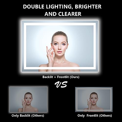 Yeelait 15090 60X36 Inch Led Bathroom Mirror With Lights Front And Backlit Lighted Vanity Mirror For Bathroom Wall thumb #2