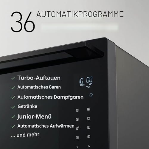 Foto von Panasonic NN-CS88LBEPG | 4-in-1-Kombi-Dampfofen, 31 l, Inverter, Drehheizung auf 30-230 °C, Flachgrill 1300 W, Mikrowelle 1000 W, Dampf 1300 W, feste Oberseite, Schwarz — Version FR