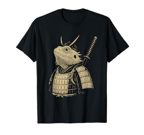 Funny Bearded Dragon Japanese Samurai T-Shirt
