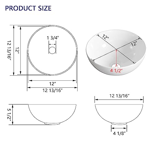 Deervalley Dv-1V061 Symmetry White Round Bowl Bathroom Vessel Sink And Modern Above Counter Porcelain Ceramic Vessel Vanity Sink Art Basin #TOP1