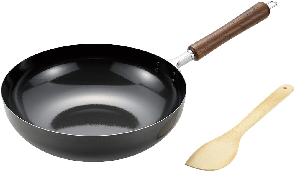 送料無料】よこやま 燕熟の技 木柄いため鍋28cm 竹ヘラ＆天ぷら