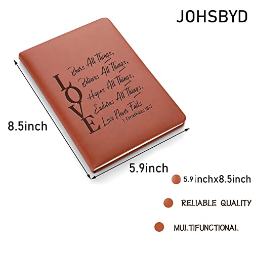 Johsbyd Christian Gifts Leather Journal Notebook Bible Verse Religious Faith Gifts For Women Men Birthday Christmas Christian Gifts For Friends Family (Corinthians 13:7) #TOP1