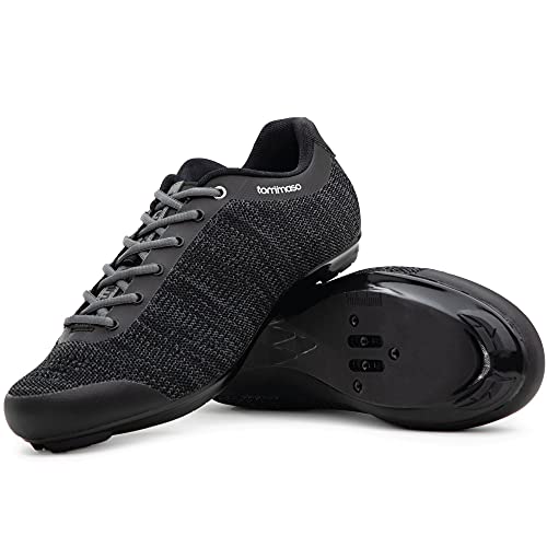 Tommaso Strada Aria Knit Lace Up Road Bike, Indoor Cycling Shoe, Black - 44