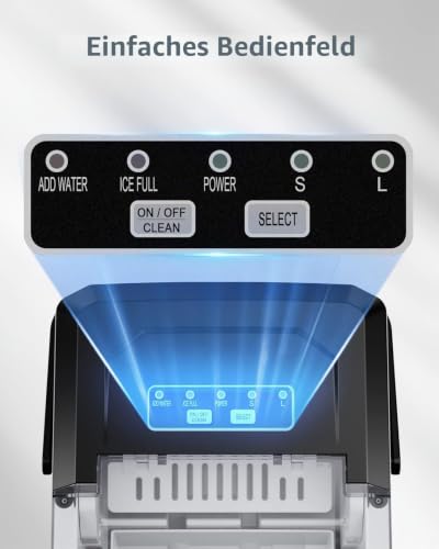 Foto von Silonn Eiswürfelmaschine mit Griff-Eiswürfelkorb – Tragbar & Selbstreinigend, Mini Ice Maker 9 Eiswürfel/6 Min. 12 KG/Tag, Eiswürfel einfach entnehmen und überall nutzen