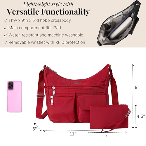 Image of Baggallini womens Everywhere Bagg Crossbody Women 11x9 Lightweight Nylon Hobo Water-resistant Travel Bag W /Rfid