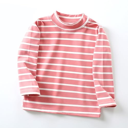 Toddler Girls Long Sleeve Striped Turtleneck Tee Shirts Cotton Soft Pullover Slim Stretchy Crewneck Tops Kids Boys Undershirt3