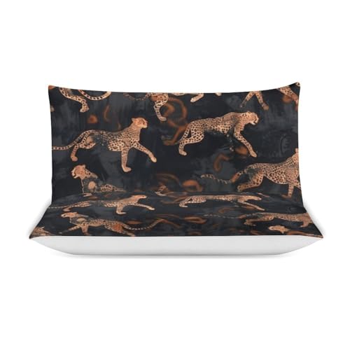 Parure de lit 3 pièces de qualité supérieure en microfibre zippée léopard