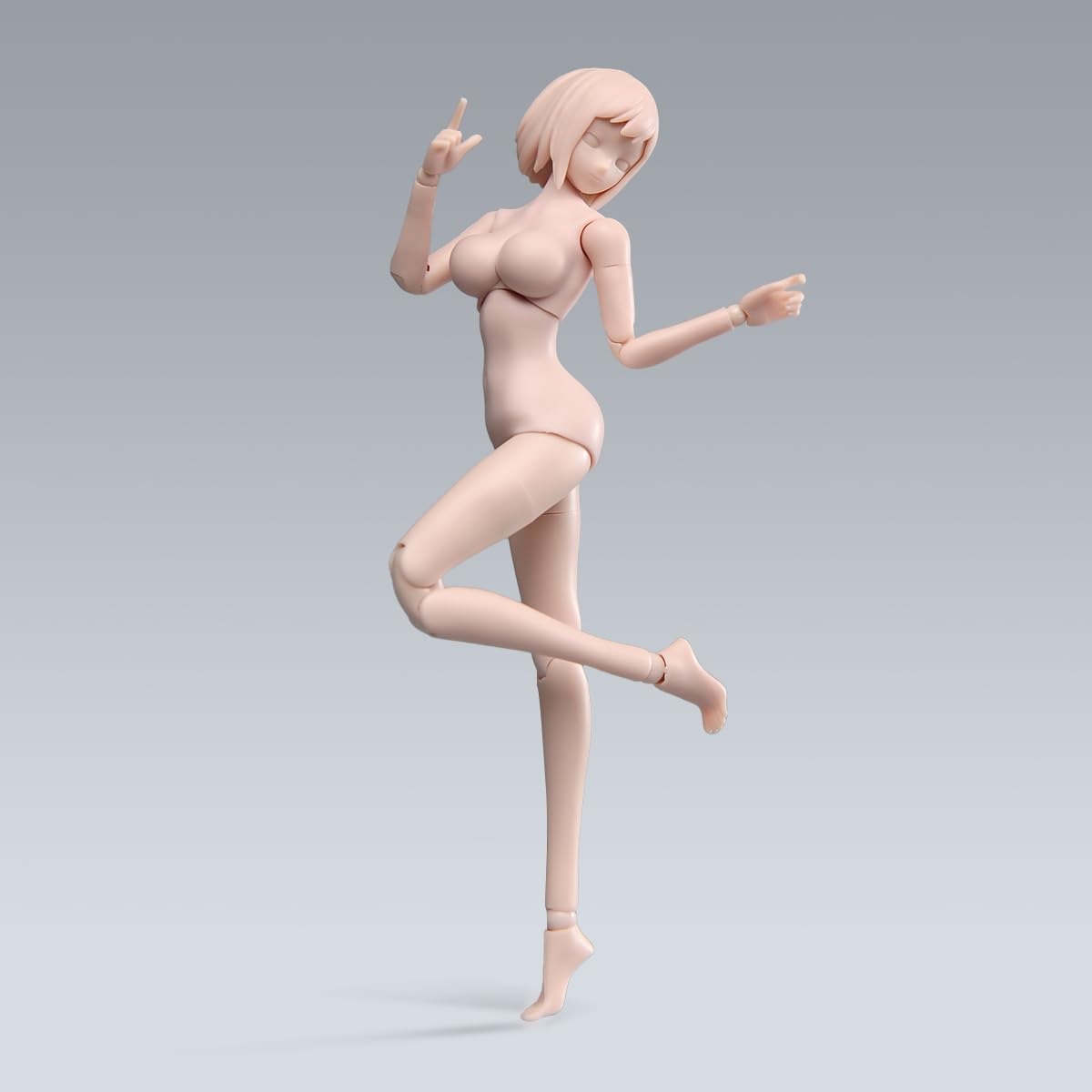 1/12 Scale Female Action Figure Body, 6 inches Flexible Ball Joint Female Action Figure Girl Doll Model with Head Sculpt & Detachable Hands & Feet Shapes & Holder Accessories (Huge Bust)