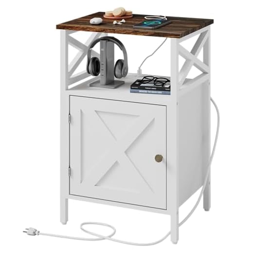 LDTTCUK Side Table with Charging Station