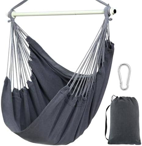 Ohuhu Hängesessel Outdoor XL, Hängesessels ohne Gestell bis 150 kg - outdoor sessel für Erwachsene & Mädchen, Indoor & Outdoor für Garten, Balkon, Schlafzimmer, Dunkelgrau, Ohne Ac