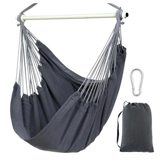 Ohuhu Hängesessel Outdoor XL, Hängesessels ohne Gestell bis 150 kg - outdoor sessel für Erwachsene & Mädchen, Indoor & Outdoor für Garten, Balkon, Schlafzimmer, Dunkelgrau, Ohne Accessoires und Kissen