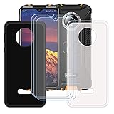 FZZ Case for Oukitel WP8 Pro + 3 Pack Tempered Glass Screen Protector Protective Film,Slim Semi-Transparent + Black Soft Gel TPU Silicone Protection Phone Case Cover for Oukitel WP8 Pro (6.49')