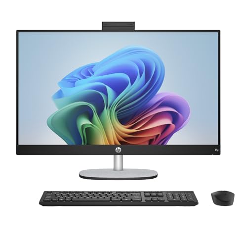 Image of HP 27 AI PC All-in-One 27 inch Touchscreen IPS FHD Display Intel Ultra 7-255U | 64GB DDR5, 1TB SSD, Intel Graphics, WiFi 6, Bluetooth 5.4, FHD+IR Webcam, RJ-45, HDMI, Win 11 Pro w /Wireless KB+Mouse