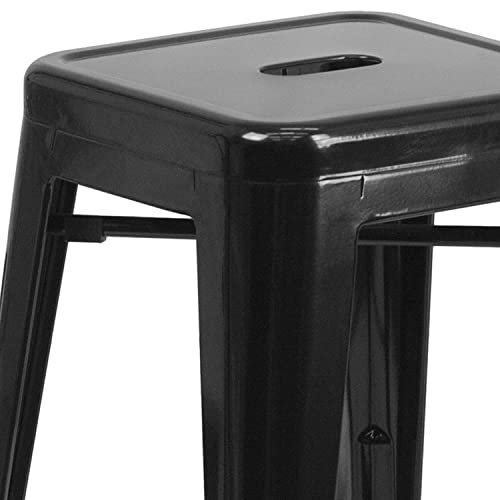 Flash Furniture Commercial Grade 30" High Backless Black Metal Indoor-Outdoor Barstool With Square Seat #TOP2