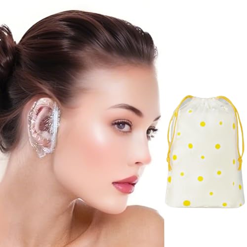 Wasserdichte Premium-Ohrenschützer – Einweg-Gehörschutz aus Polyethylen für Dusche, Haarfärbemittel und Salongebrauch – elastische Ohrkappen für Erwachsene, 200 Stück