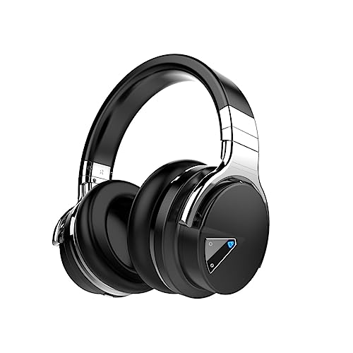 NONCHI E7 Active Noise Cancelling Headphones Wireless Bluetooth Headphones with Mic Deep Bass Headphones Over Ear, 30 Hours Playtime, Hifi Stereo Sound Headphones for Travel, Home Office,Black