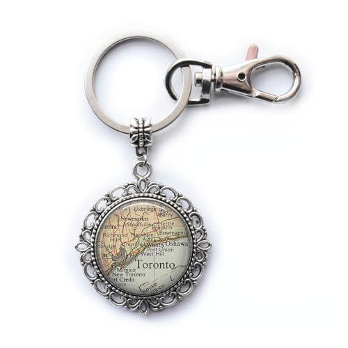 MERHOPL Toronto,Canada Fashion map Key Ring,Toronto map Key Ring,Toronto map