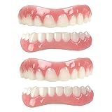 SouiWuzi Faux placages de Dents se claquent sur Les Dents, 2 Paires de Dents Fausses moulables, Gel de silice s'adapter aux Autocollants de Dents parfaites retrouvent Un Sourire confiant