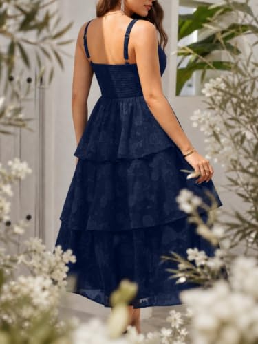 Image of Plus Size Summer Dresses - Floral Beach Wedding Guest Semi Formal Tiered Flowy Long Sundress