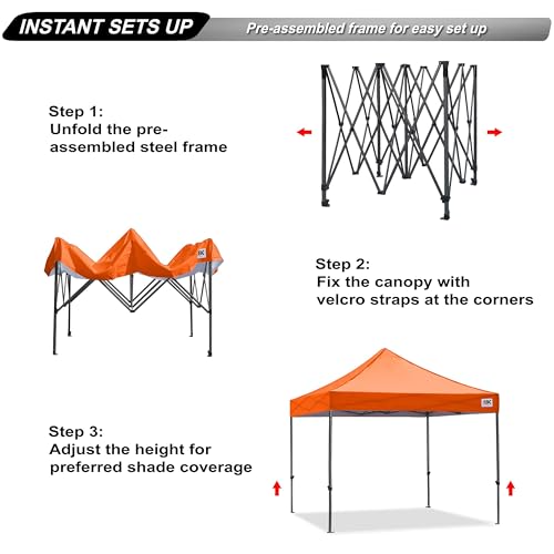 Image of ABCCANOPY Pop Up Canopy - 8x8 Outdoor Patio Portable Canopy Tent with 4 Weight Bags (Orange)
