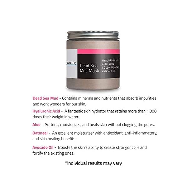 YEOUTH Dead Sea Mud Mask with Hyaluronic Acid and Avocado Oil, Revitalizing Facial Masks for Smoother, More Radiant Skin, Face Mask Skin Care 8oz