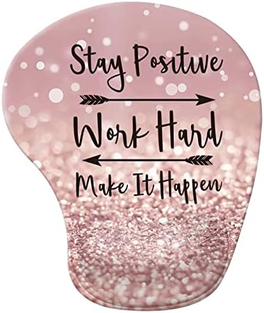 iCasso Mouse Mat Wrist Support, Ergonomic Memory Foam Mouse Wrist Rest Support, Non-Slip Rubber Base Mousepad for Laptop Home Office Gaming Working Easy Typing and Pain Relief - Rose Gold Pink