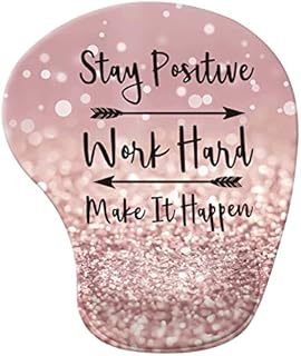 iCasso Mouse Mat Wrist Support, Ergonomic Memory Foam Mouse Wrist Rest Support, Non-Slip Rubber Base Mousepad for Laptop Home Office Gaming Working Easy Typing and Pain Relief - Rose Gold Pink