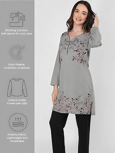 Image of Duchess Women's Cotton Printed Full Sleeve Long Length Night Suit Set