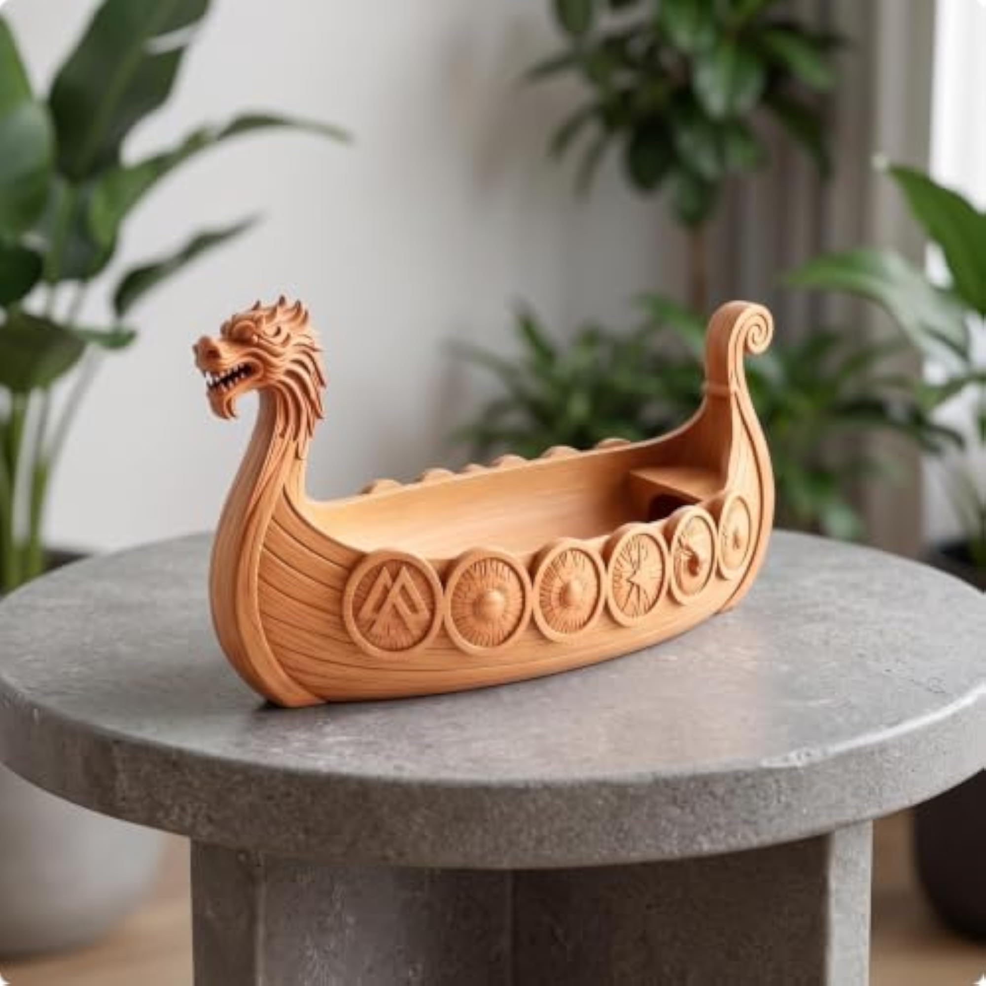 Rustic Dragon Boat Storage Box, Decorative Ornament