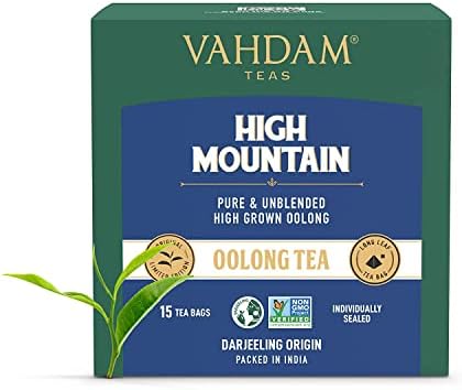 VAHDAM, Himalayan Oolong Tea Bags (15 Count) - Pure Tea, Oolong Tea Loose Leaf Pyramid Tea Bags, Brew Hot, Iced Or Kombucha Tea