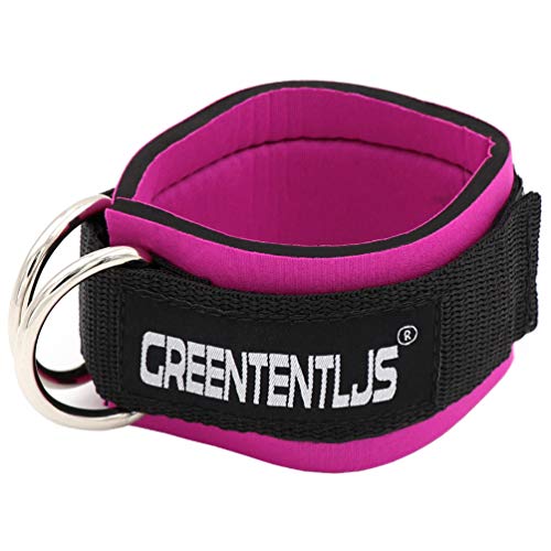 Greententljs Gym Ankle Straps for Cable Machines - Fitness Padded Ankle Cuffs Leg Strap Attachment Workout - Home Cable Kickbacks for Glute Exercise with Carry Bag (1 Pair,Rose Pink)
