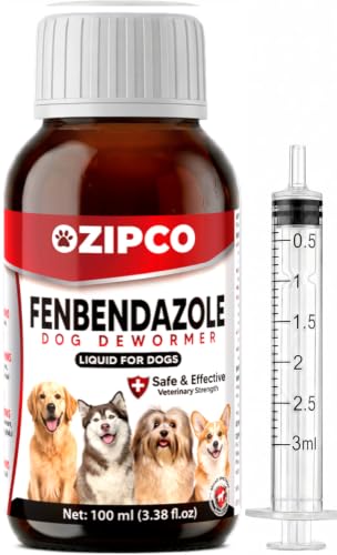 OZIPCO Broad-Spectrum Fenbendazole Dog Dewormer Liquid with Syringe, 100 mL