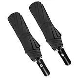 Siepasa Windproof Travel Umbrella,8 ribs Folding Umbrella with Telfon Coating(2 Pack, Black)