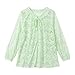 Aniywn Womens Flowy Tops Loose Fit Mesh Lace Long Sleeve Tie Front Tops Dressy Casual V Neck Floral Blouse Cute Tunic Shirt Green