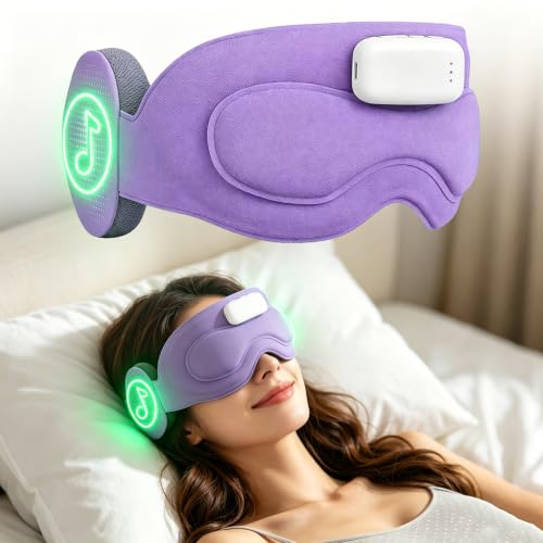 Meditation Eye Mask Sleep Mask with Meditation Music | Portable Sleep Headphones, Pressure-Free & Light Block-Out Eye Mask, One-Touch Operation via APP for Sleeping, Meditation & Travel (Purple)