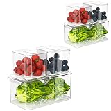 blitzlabs Refrigerator Storage Containers Fridge Produce Saver, Stackable Freezer Organizer Keeper D