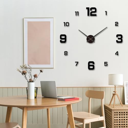 Irishom 3D DIY Luminous Dial Acrylic Frameless Silent Wall Clock with Number Stickers for Living Room Office Bedroom Modern House Decoration (80cm) by Irishom - Image 2