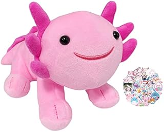 RONGXI Axolotl Pulsh Toys, 10.5'' Axolotl Stuffed Animal Plush Pillow Doll and Stickers Cute Soft Kids Birthday Gift (10.5 Inch), Pink