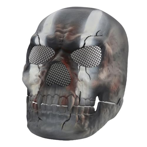 BaronHong Skull Head Halloween Mask with Moving Jaw, Scary Spooky Skeleton Zombie Mask (Camo, M)