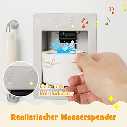 Foto von DREAMADE Kinderküche aus Holz, Kinder Küche Eckküche mit Waschbecken Herd Backoffen Kühlschrank, Holzküche, Spielküche mit Spielzubehör für Kinder ab 3 Jahren