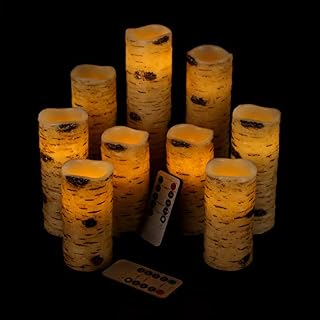 Vinkor Flameless Candles Battery Operated Candles Birch Effect 4" 5" 6" 7" 8"