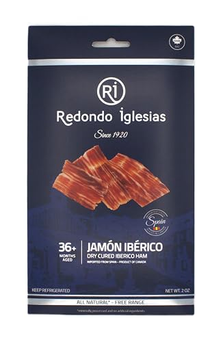 Iberico Ham Sliced – 2 oz | Cured for 36 months | Premium Spanish Jamón Ibérico, Grain-Fed | Delicately Cured, Rich & Savory Flavors