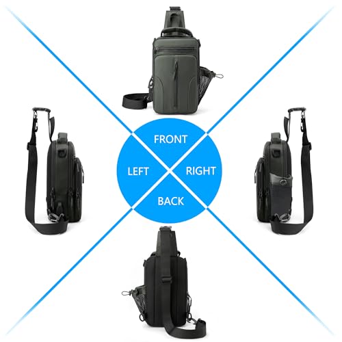 Sling Bag for men,Crossbody Bag Men,Crossbody Bag for Hiking Daypack, Small Backpack with Convertible Shoulder Strap (Green)3