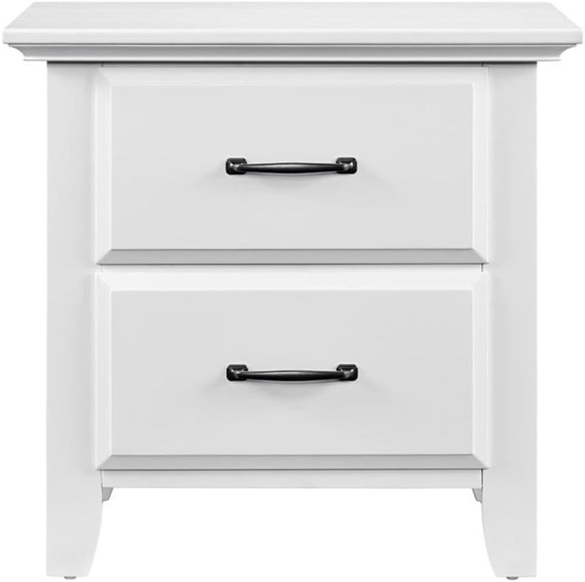 Pemberly Row Set of 2 Wood 4-in-1 Convertible Crib & Nightstand in White