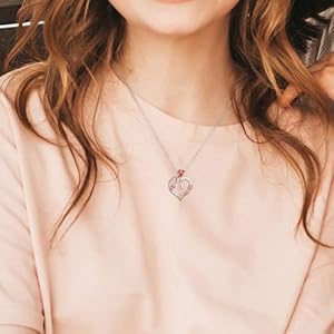 Iefil Rose Heart Necklaces Gifts for Women 925 Sterling Silver Heart Initial Necklace Anniversary Birthday Gifts for Women Jewelry Gifts for Women Wife Wife Girlfriend Mom