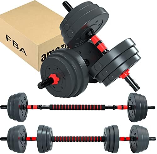 AJUMKER Dumbbells Barbell Set 20KG With Connecting Rod, Dumbbells Barbell Set,Adjustable Dumbbells set, Adjustable Lifting Training Set for Men and Women, Body Workout Home Gym Home Heavy Dumbbells